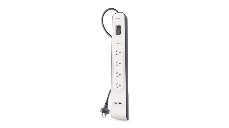 Belkin 4 Outlet Surge Protection Strip with 2 USB Charging Port - 2 metres
