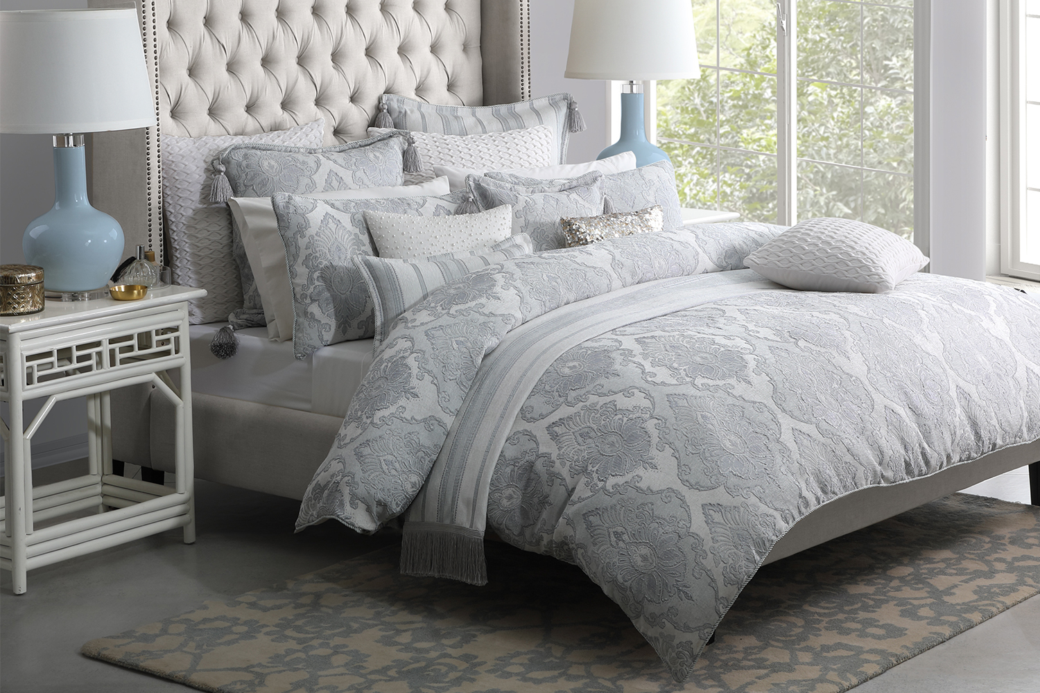 Marseilles Silver Duvet Cover Set By Da Vinci Harvey Norman New