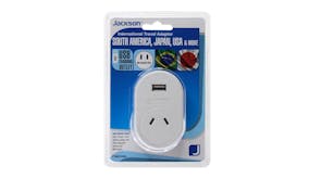 Jackson Outbound Travel Adapter with USB Charging Outlet For USA - 2-Pin Style