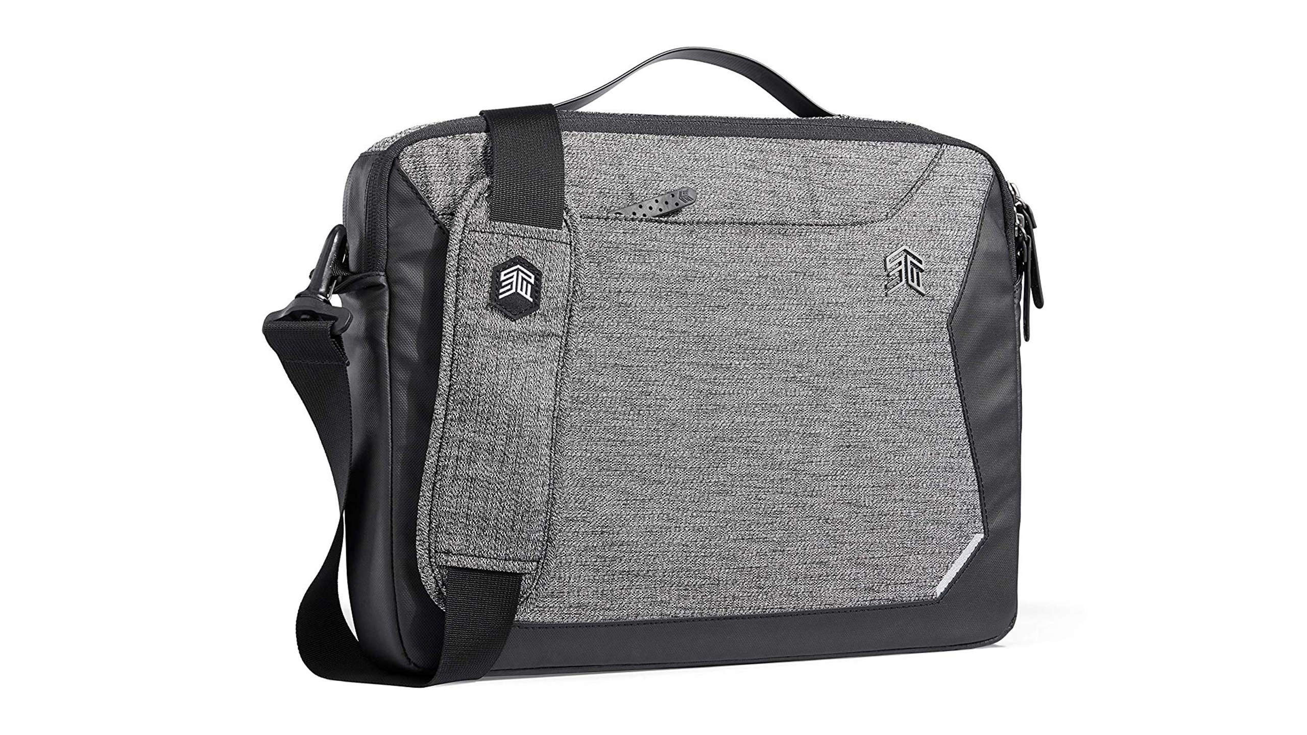 black and white laptop bag