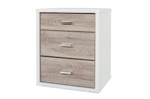 Hero 3 Drawer Bedside Table by Platform 10 - White and Wood Grain