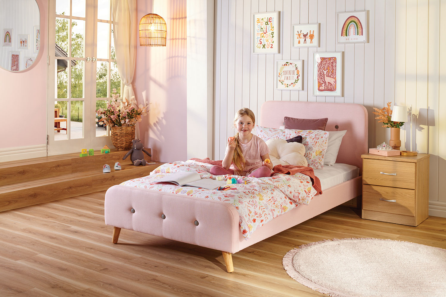 Pink single cheap bed frame