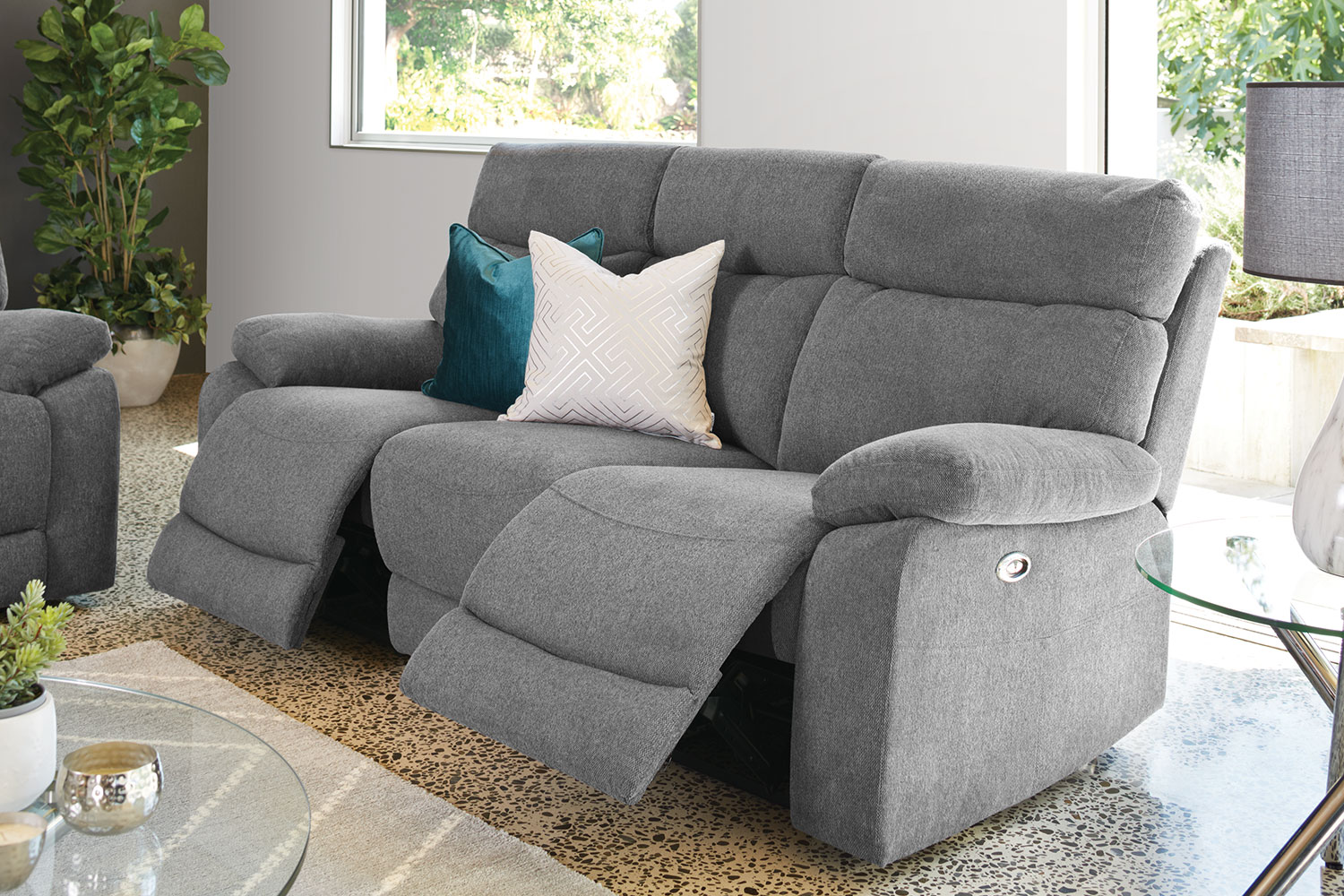 3 seater discount fabric recliner sofa