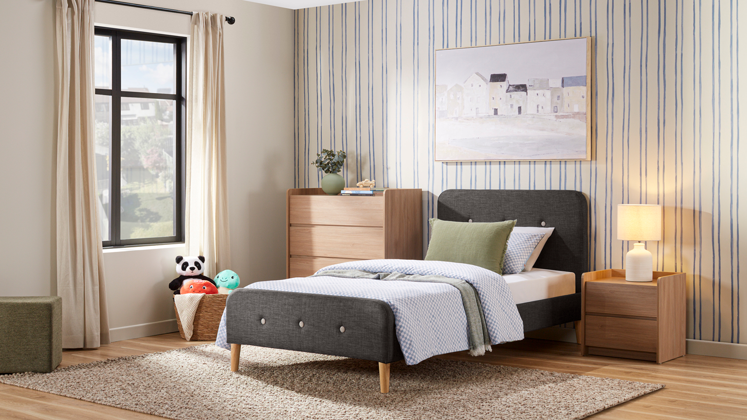 Calypso King Single Bed Frame - Charcoal