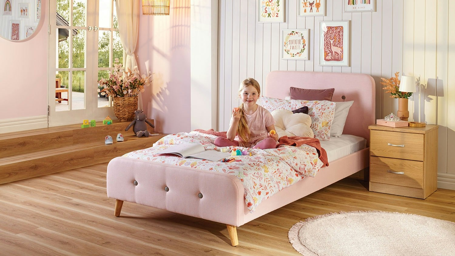 Calypso King Single Bed Frame - Pink