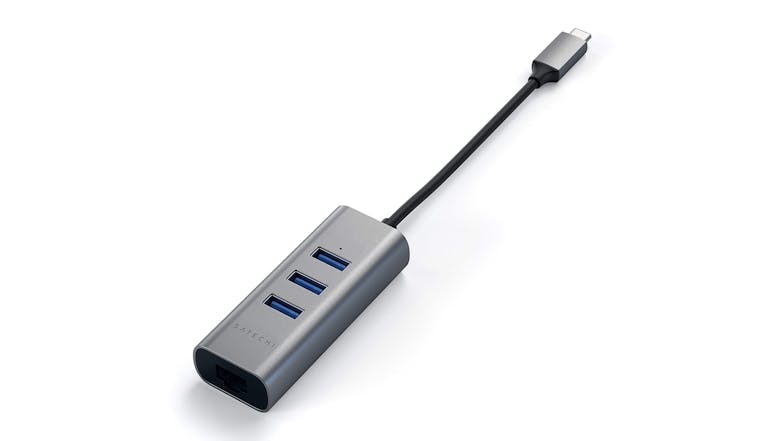 Satechi 2-in-1 Type-C 3 Port USB 3.0 Hub & Ethernet Port - Space Grey