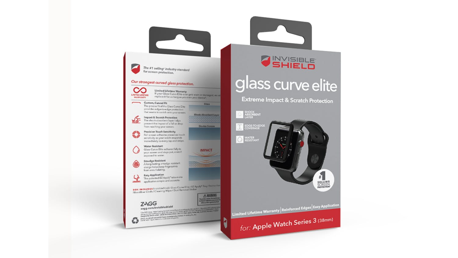 Zagg Invisibleshield Glass Curve Elite for Apple Watch Series 3 - 38mm