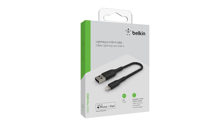 Belkin Boost Up Charge Lightning to USB-A Braided Cable 15cm - Black