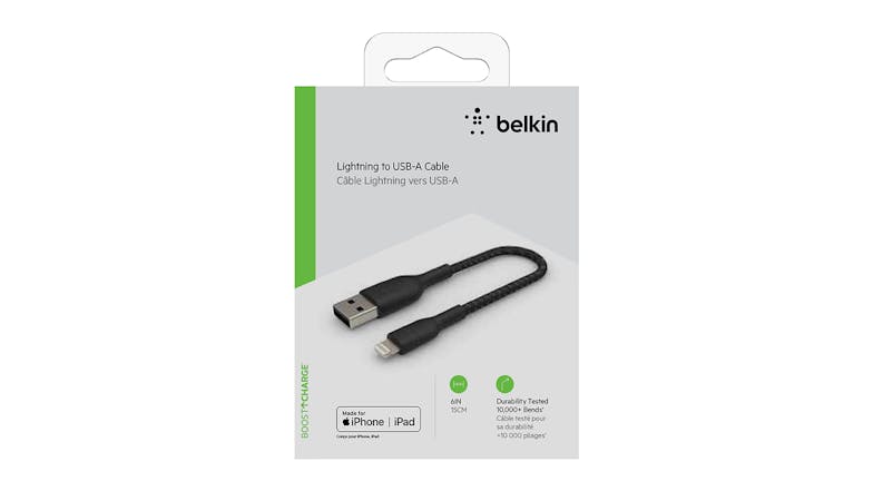 Belkin Boost Up Charge Lightning to USB-A Braided Cable 15cm - Black