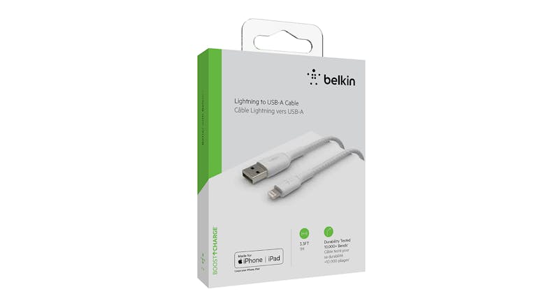 Belkin Boost Up Charge Lightning to USB-A Braided Cable 1m - White