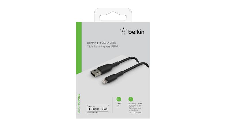 Belkin Boost Up Charge Lightning to USB-A Braided Cable 2m - Black