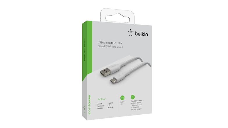 Belkin Boost Up Charge USB-A to USB-C Braided Cable 1m - White