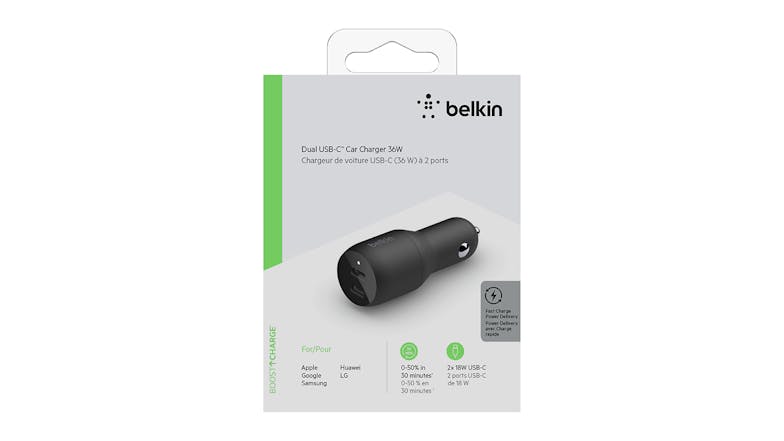 Belkin Boost Up Charge Dual USB-C 36W Car Charger