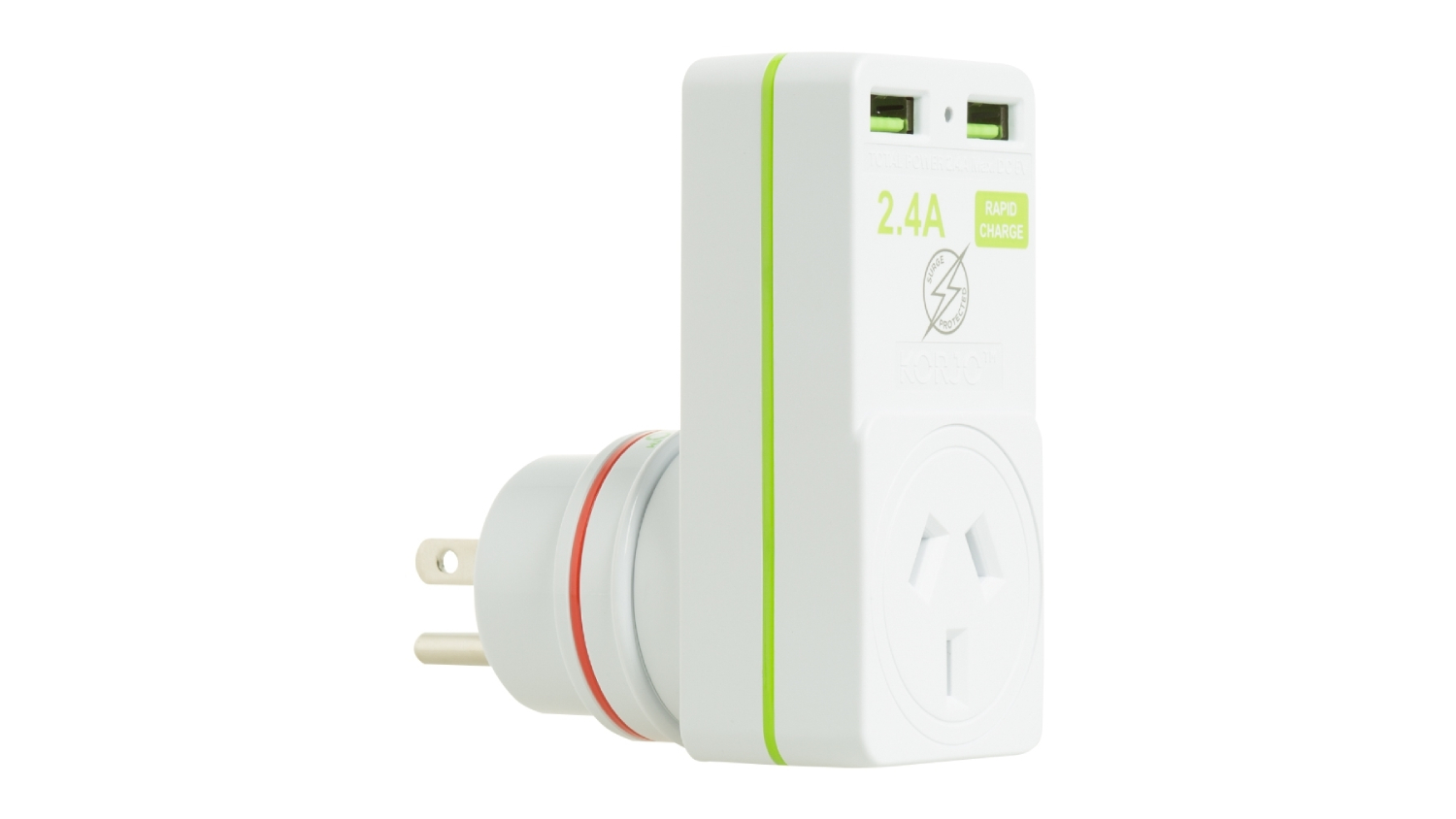 Korjo 2x USB + Removeable Power Adapter for USA