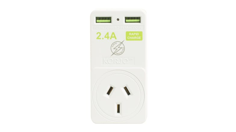 Korjo 2x USB + Removeable Power Adapter for USA