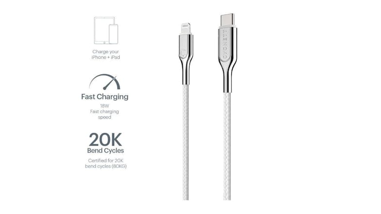 Cygnett Armoured Lightning to USB-C Cable 2m - White