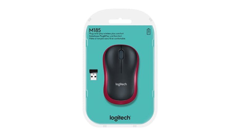 Logitech M185 Wireless Mouse - Red