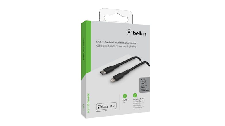 Belkin Boost Up Charge USB-C to Lightning Braided Cable 2m - Black