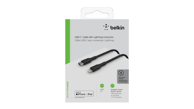 Belkin Boost Up Charge USB-C to Lightning Braided Cable 1m - Black