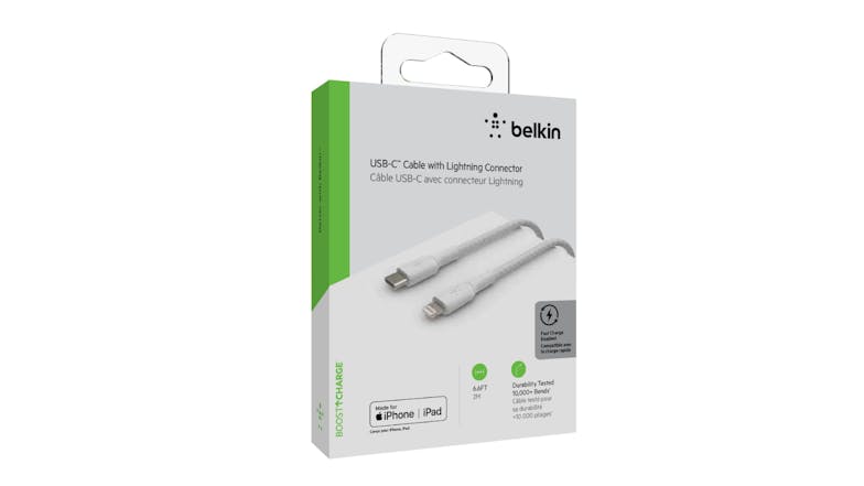 Belkin Boost Up Charge USB-C to Lightning Braided Cable 2m - White