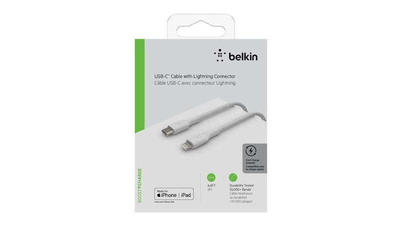 Belkin Boost Up Charge USB-C to Lightning Braided Cable 2m - White