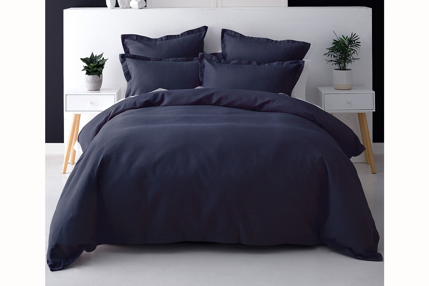 navy waffle duvet cover