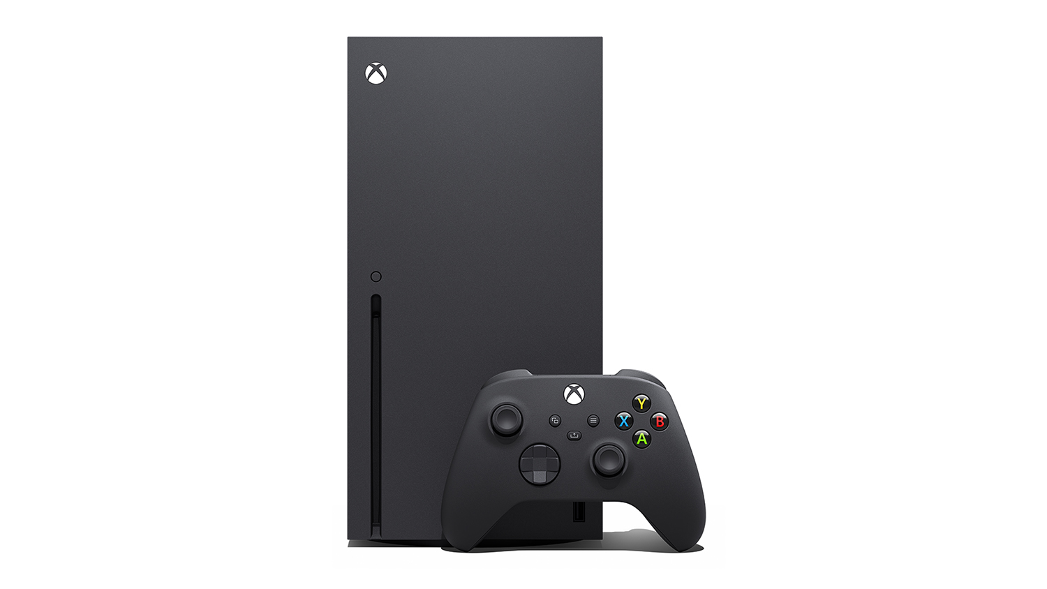 Black Xbox Series X Console with the matching wireless controller displayed