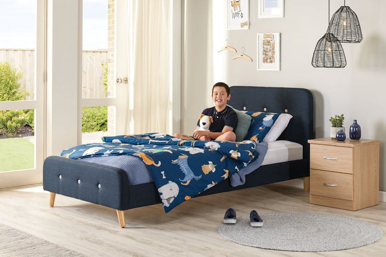 Calypso King Single Bed Frame - Navy Blue