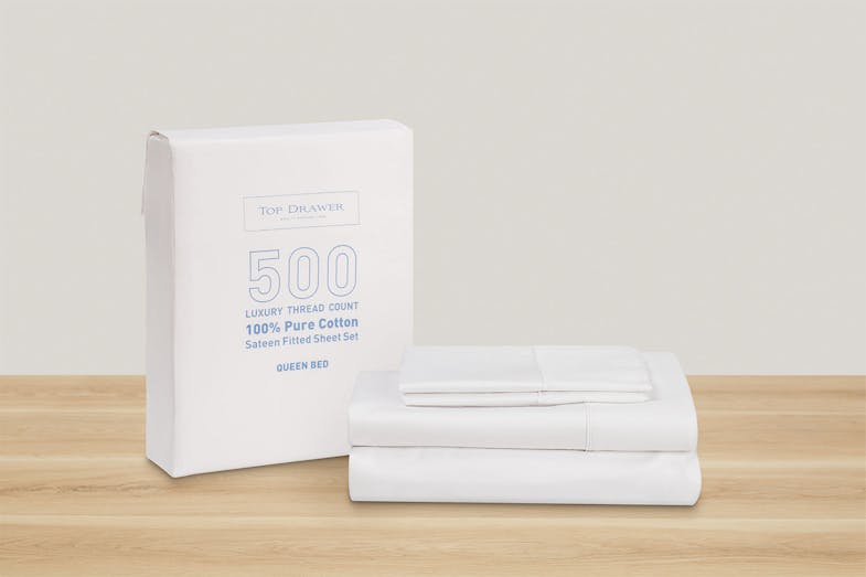 500TC Cotton Sateen White Sheet Set by Top Drawer