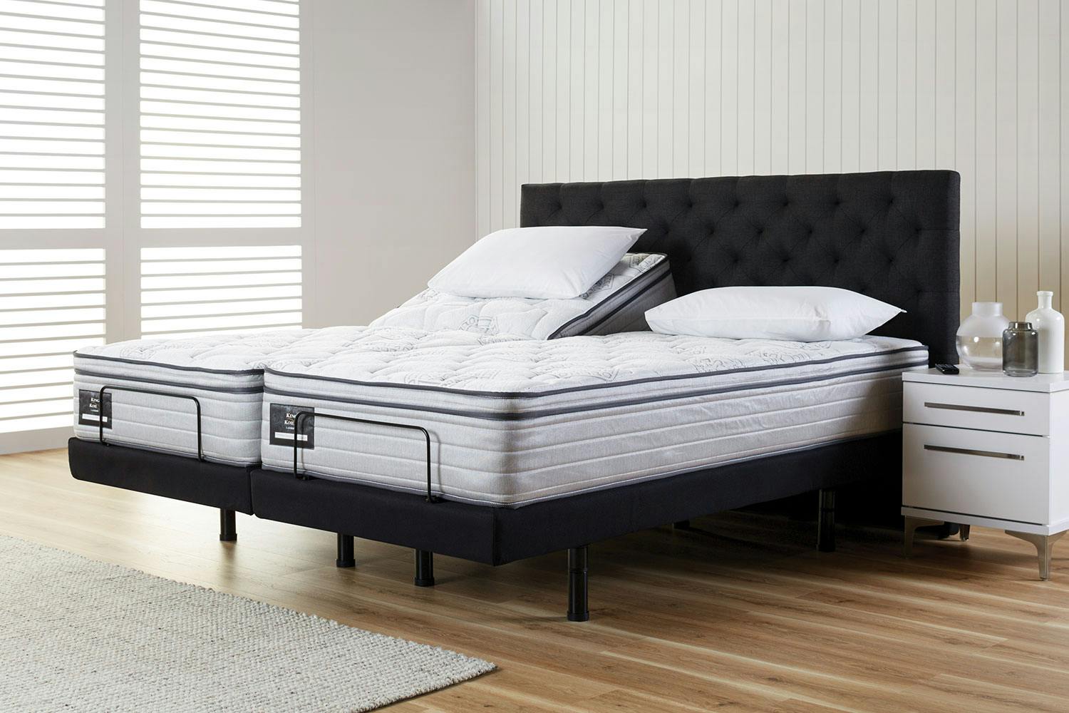 king bed with split mattress