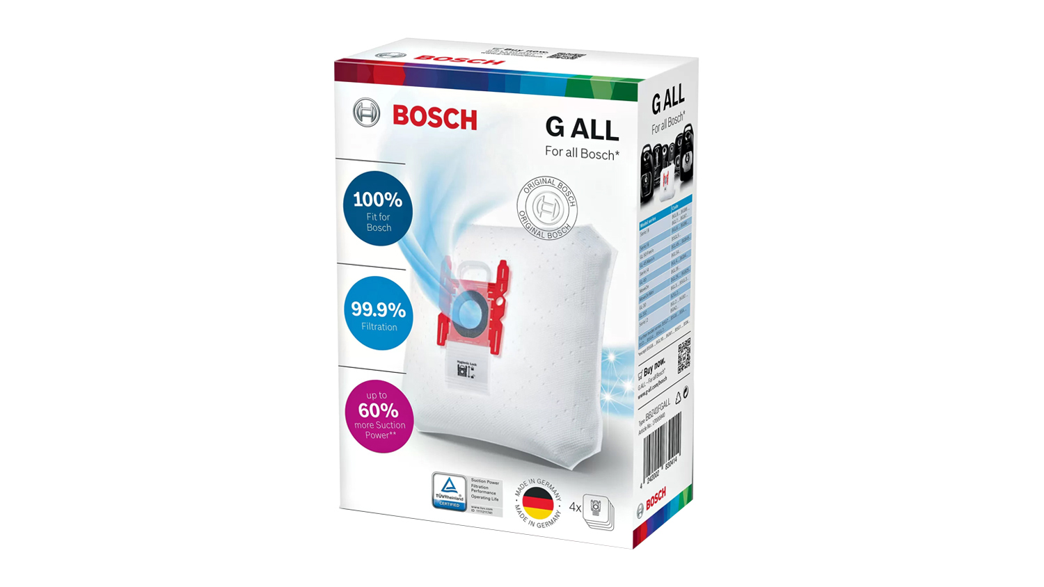 Bosch MegaAir SuperTEX Type G Vacuum Bag 4 Pack Harvey Norman