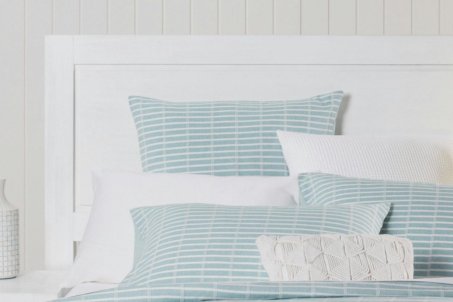 Hudson Stripe Seafoam European Pillowcase by L'Avenue