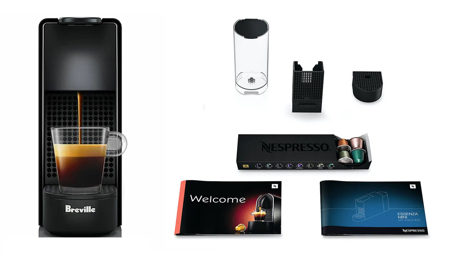 Nespresso Breville Essenza Mini Solo Capsule Espresso Machine - Black (BEC220BLK)