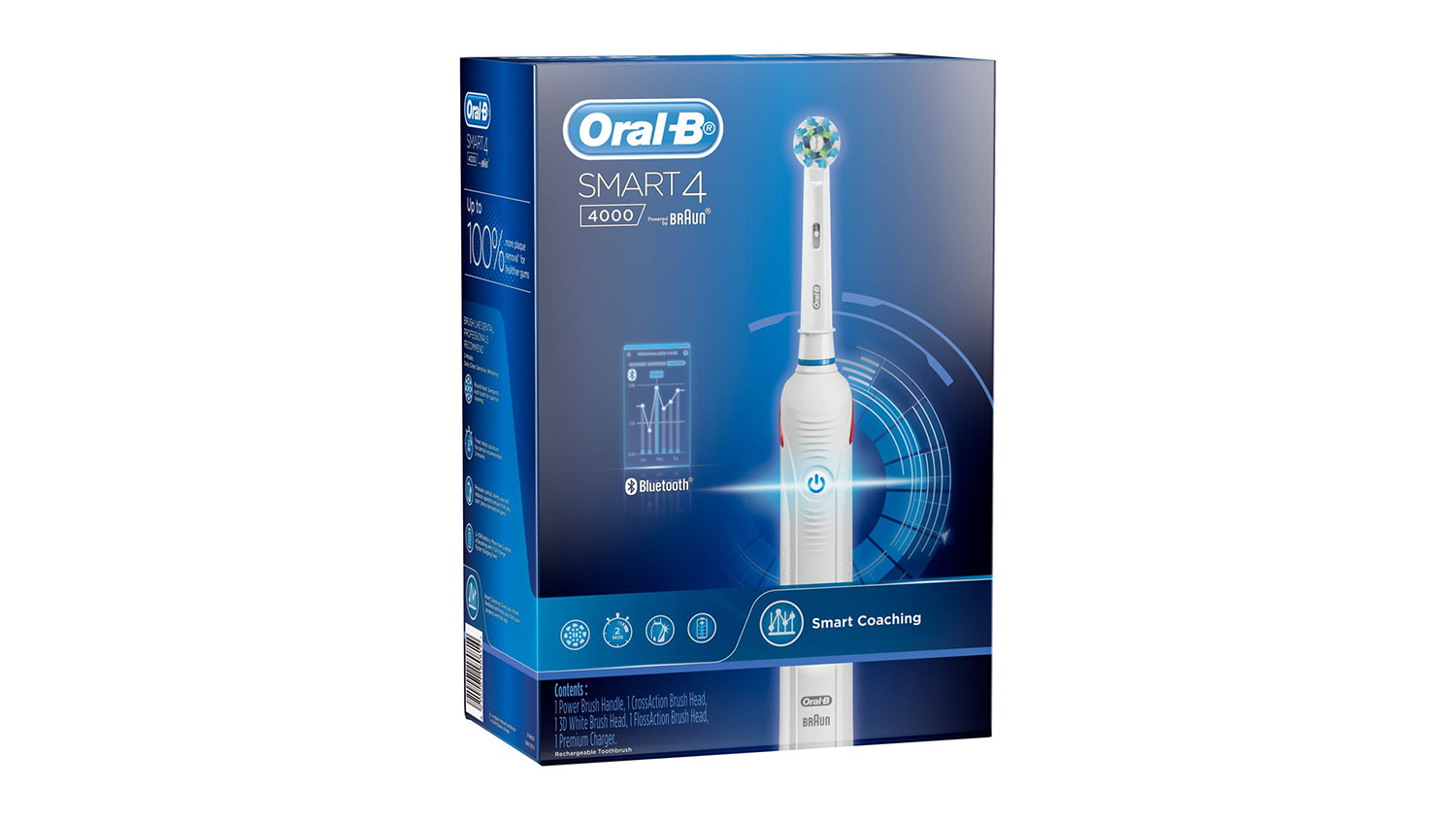 OralB Smart 4 4000 Electric Toothbrush with App Support White (SMART4000) Harvey Norman New