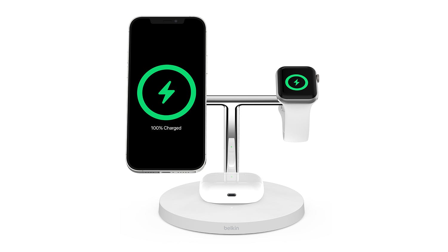 Belkin Boost Up Charge Pro 3-in-1 Wireless Charger Stand with MagSafe 15W - White
