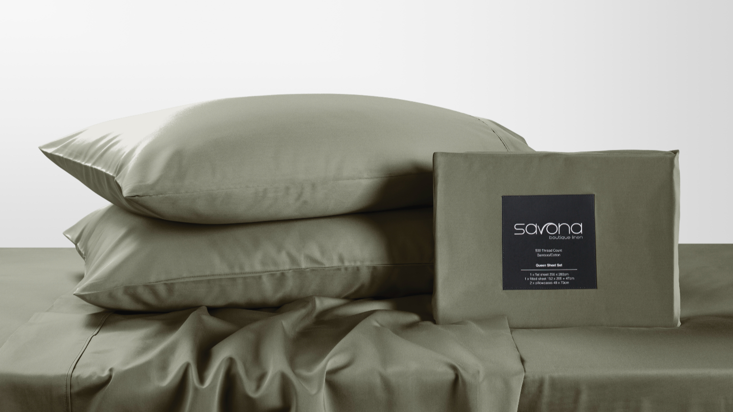 500TC Bamboo Cotton Blend Olive Sheet Set by Savona