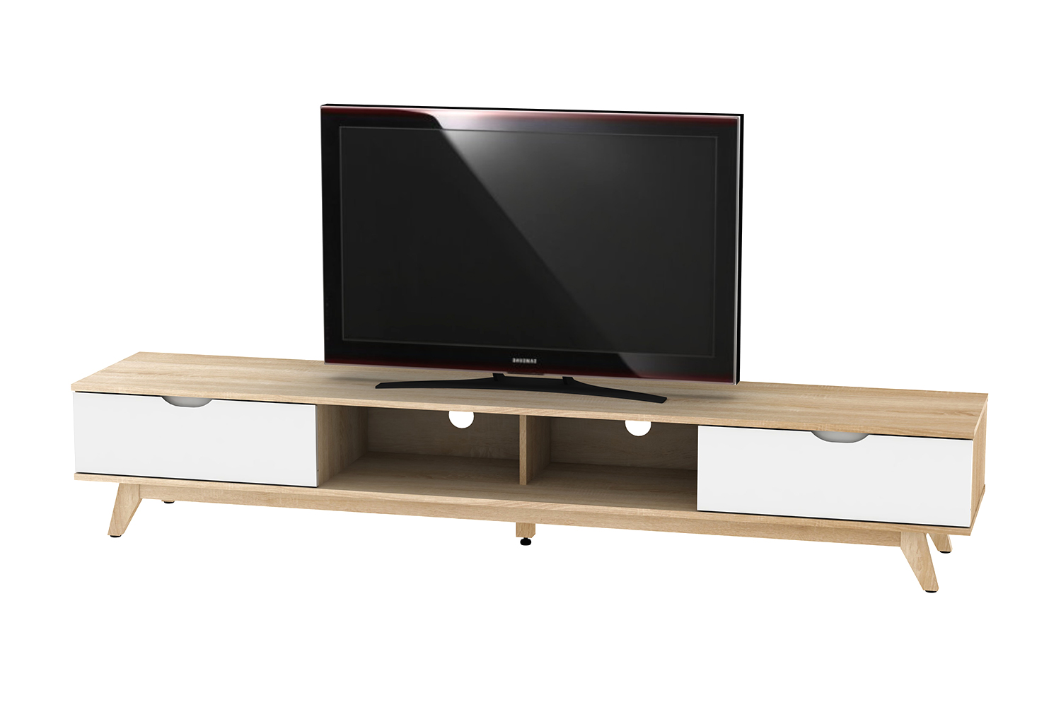 AVS 2m TV/AV Entertainment Centre Cabinet - White & Oak (Superlow Series/SL2000SOWS)