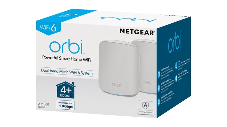 Netgear Orbi RBK352 AX1800 Dual-band Mesh Wifi 6 System - 2 Pack