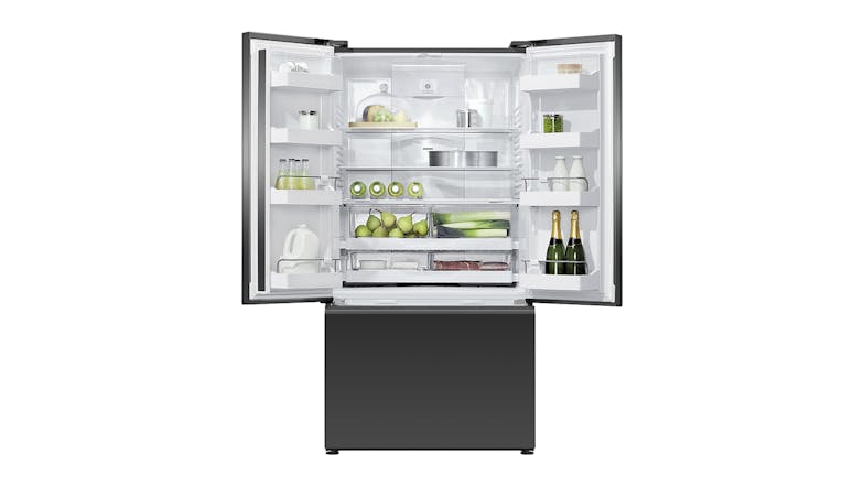 Fisher & Paykel 569L French Door Fridge Freezer with Water Dispenser - Black Glass (Series 7/RF610AZUB5)