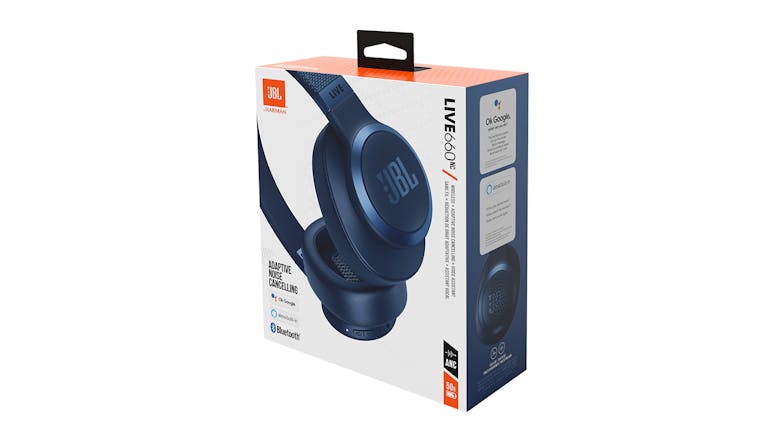 JBL Live 660 Noise-Cancelling Wireless Over-Ear Headphones - Blue