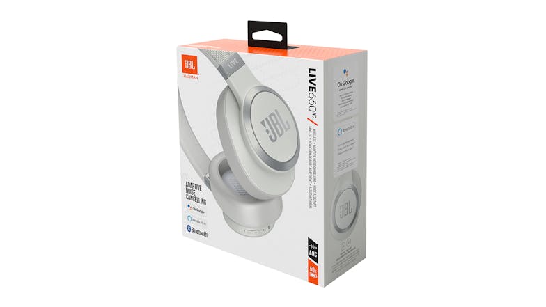 JBL Live 660 Noise-Cancelling Wireless Over-Ear Headphones - White
