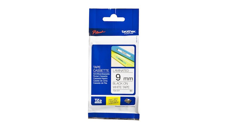 Brother TZE221 Black on White Labelling Tape - 9mm x 8m