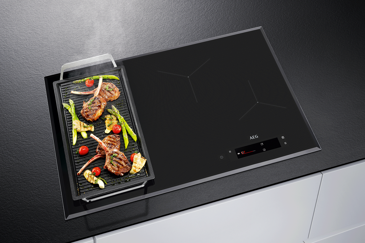 AEG 80cm Sensefry 4 Zone Induction Cooktop Black (IAE84851FB