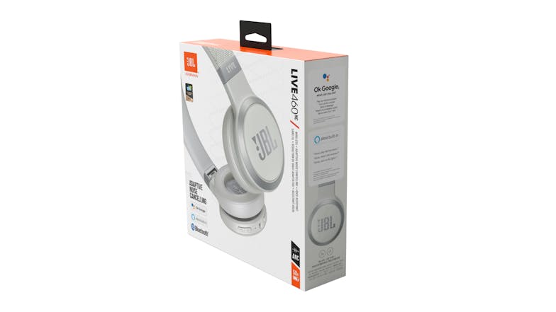 JBL Live 460 Noise-Cancelling Wireless On-Ear Headphones - White