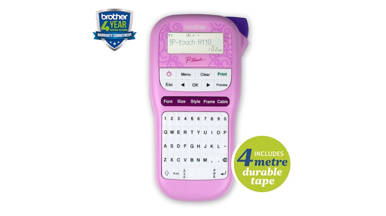 Brother PTH110PK Portable Label Maker - Pink
