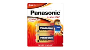 Panasonic 9V 6LR61T Alkaline Battery - 2 Pack