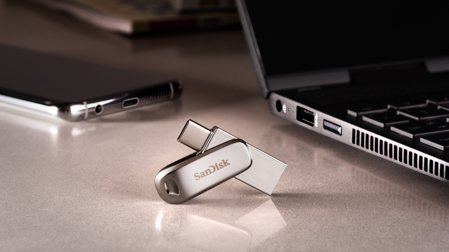 SanDisk Ultra Luxe Dual USB Type-C Flash Drive - 128GB