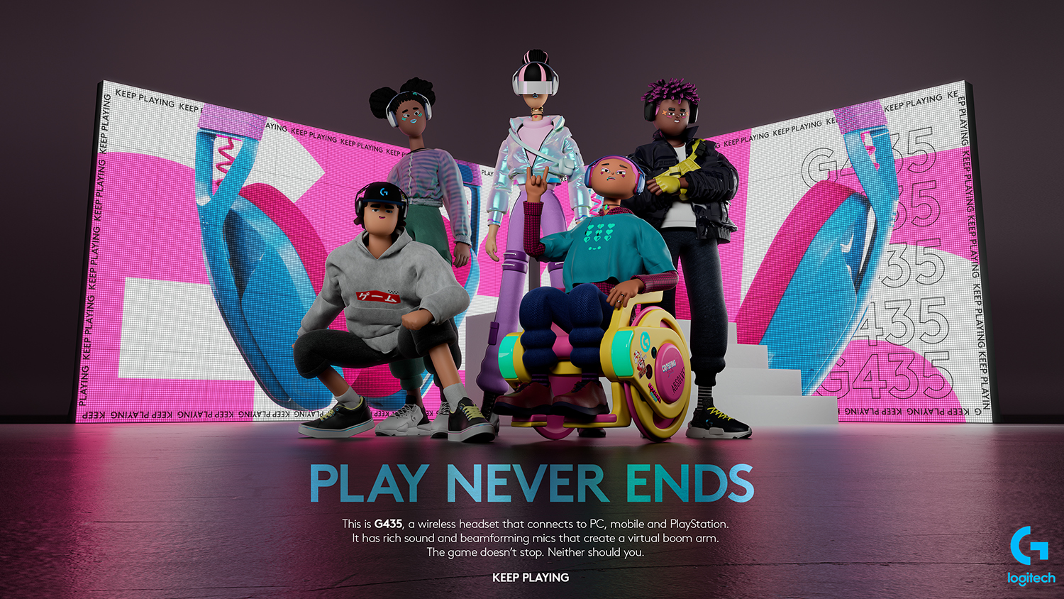 Logitech G435 LIGHTSPEED Wireless Gaming Headset - Black