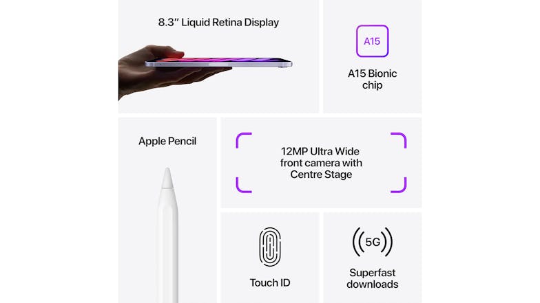 iPad mini 8.3" Wi-Fi + Cellular 64GB - Purple (2021)