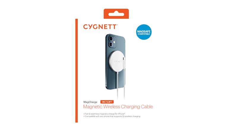 Cygnett MagCharge Magnetic Wireless Charging Cable 2m - White